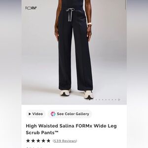 Figs High Waisted Salina FORMx Wide Leg Scrub Pants - XS Navy